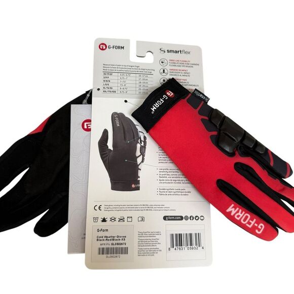 G-Form Size XS Black Red Bolle Cycling Gloves For Cold Weather NWT - Picture 2 of 7